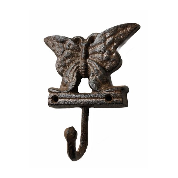 Rustic Cast Iron Butterfly Wall Hook - Picture 1 of 5